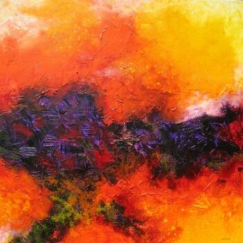 Painting titled "Incandescence" by Anne-Marie Mary, Original Artwork, Oil Mounted on Wood Stretcher frame