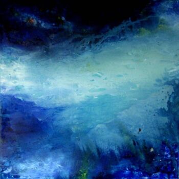 Painting titled "Torrent" by Anne-Marie Mary, Original Artwork, Oil Mounted on Wood Stretcher frame
