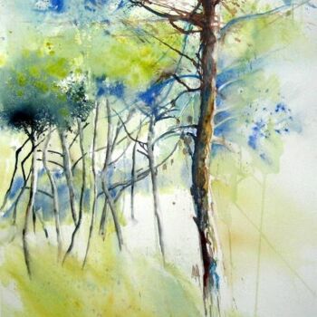 Peinture intitulée "Les pins" par Anne-Marie Mary, Œuvre d'art originale
