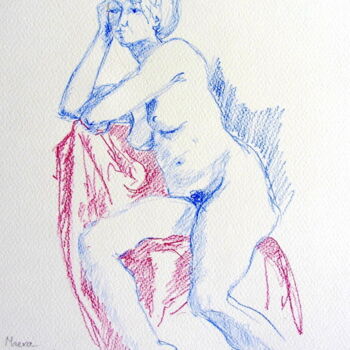 Рисунок под названием "croquis-maeva-4 jui…" - Anne-Marie Mary, Подлинное произведение искусства, Карандаш