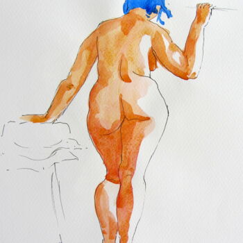 Drawing titled "croquis Désirée 26…" by Anne-Marie Mary, Original Artwork, Ink