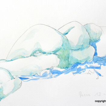Painting titled "croquis  Maeva 18 m…" by Anne-Marie Mary, Original Artwork, Watercolor