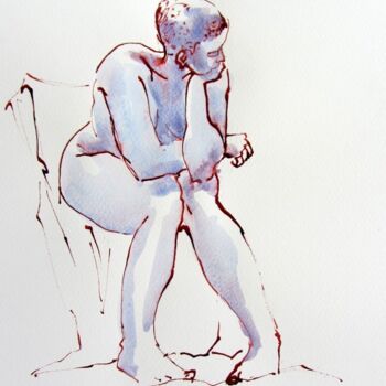 Painting titled "croquis Solenn 27 m…" by Anne-Marie Mary, Original Artwork, Ink