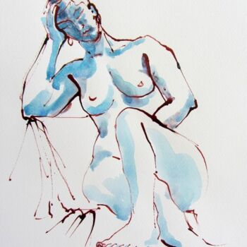 Painting titled "croquis Solenn 27 m…" by Anne-Marie Mary, Original Artwork, Ink