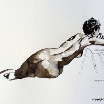 Drawing titled "croquis Loane 16 oc…" by Anne-Marie Mary, Original Artwork, Ink