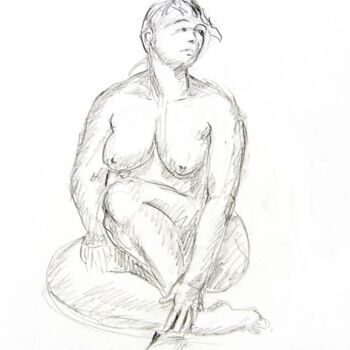 Drawing titled "croquis Caroline 18…" by Anne-Marie Mary, Original Artwork, Graphite