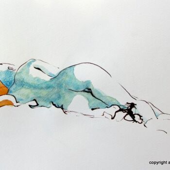 Drawing titled "croquis Maeva 2 déc…" by Anne-Marie Mary, Original Artwork, Ink