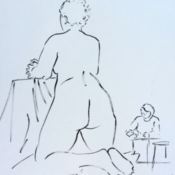 Drawing titled "croquis Désirée (2)…" by Anne-Marie Mary, Original Artwork, Ink
