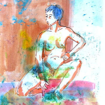 Painting titled "croquis Veronik (4)…" by Anne-Marie Mary, Original Artwork