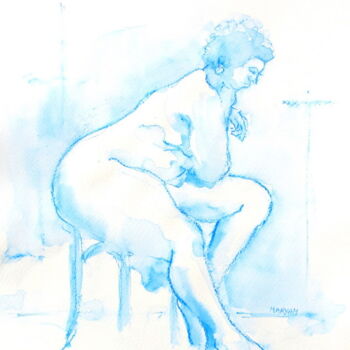 Painting titled "croquis Désirée 4 m…" by Anne-Marie Mary, Original Artwork, Watercolor