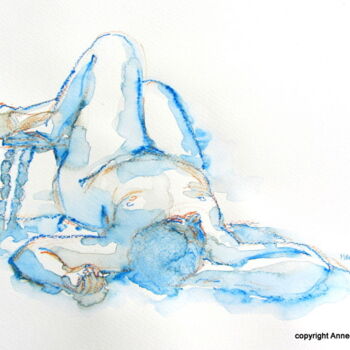 Painting titled "croquis Désirée (4)…" by Anne-Marie Mary, Original Artwork, Watercolor
