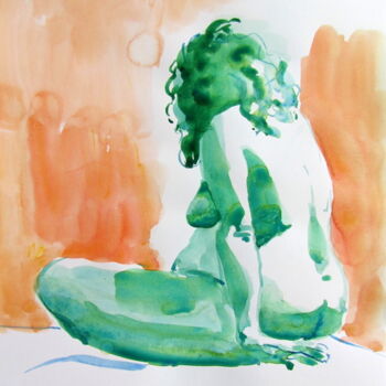 Painting titled "Croquis Mélissa (1)…" by Anne-Marie Mary, Original Artwork, Watercolor