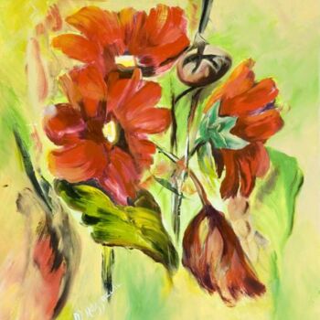Картина под названием "floraison hivernale" - Anne Marie Mazzocchi, Подлинное произведение искусства