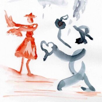 Disegno intitolato "timide" da Anne Marie Mazzocchi, Opera d'arte originale