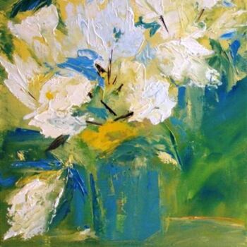 Peinture intitulée "premiers lilas" par Anne Marie Mazzocchi, Œuvre d'art originale, Huile