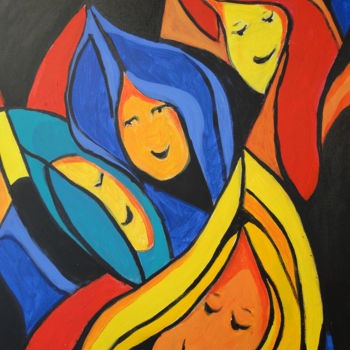 Pittura intitolato "les copines" da Anne Marie Mermet, Opera d'arte originale, Acrilico
