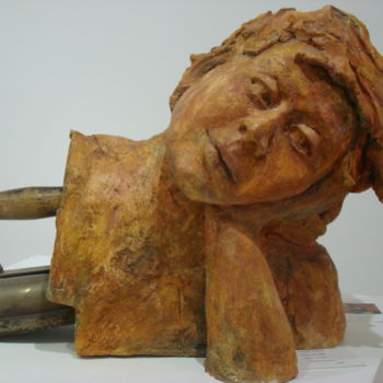 Skulptur mit dem Titel "passe et repasse la…" von Anne Marie Mermet, Original-Kunstwerk, Terra cotta