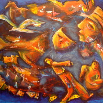 Peinture intitulée "s'eloigner" par Anne Marie Mermet, Œuvre d'art originale, Acrylique