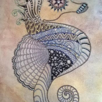 Drawing titled "Hippocampe" by Anne-Marie Musso, Original Artwork, Marker