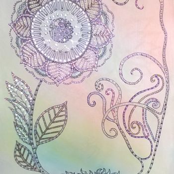 Desenho intitulada "Fleur" por Anne-Marie Musso, Obras de arte originais, Marcador