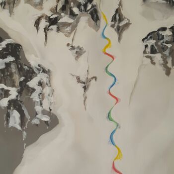 Malerei mit dem Titel "Trace Google" von Anne Marie Oleksy, Original-Kunstwerk, Acryl