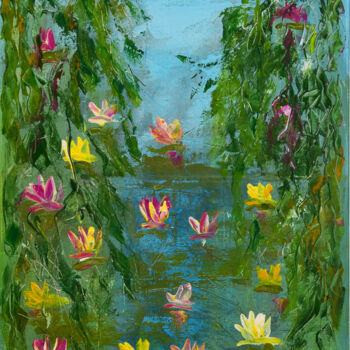 Painting titled "Fleurs des Marais II" by Anne Marie Palaze, Original Artwork, Acrylic