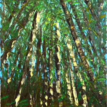 Malerei mit dem Titel "Forêt de bouleaux II" von Anne Marie Palaze, Original-Kunstwerk, Acryl