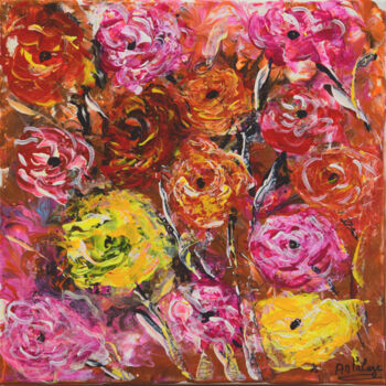 Pintura titulada "Fleurs d'automne" por Anne Marie Palaze, Obra de arte original, Acrílico
