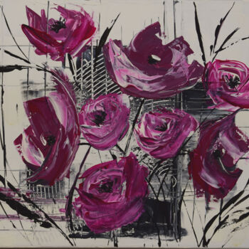 Schilderij getiteld "Fleurs modernes" door Anne Marie Palaze, Origineel Kunstwerk, Acryl
