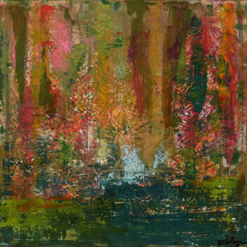 Painting titled "Sous-bois en automne" by Anne Marie Palaze, Original Artwork, Acrylic