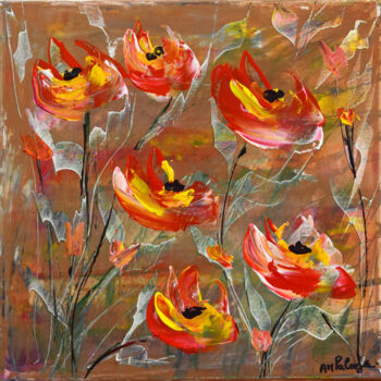 Картина под названием "Fleurs d'été" - Anne Marie Palaze, Подлинное произведение искусства, Акрил