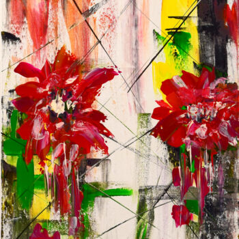 Peinture intitulée "Fleurs Modernes II" par Anne Marie Palaze, Œuvre d'art originale, Acrylique