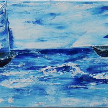 Painting titled "Bateaux noirs II" by Anne Marie Palaze, Original Artwork, Acrylic