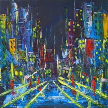 Painting titled "City Avenue" by Anne Marie Palaze, Original Artwork, Acrylic