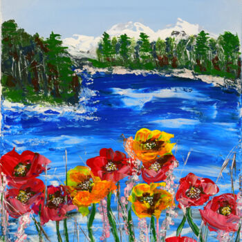 Картина под названием "Lac de Montagne II" - Anne Marie Palaze, Подлинное произведение искусства, Акрил