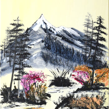 Peinture intitulée "Vue sur la Montagne" par Anne Marie Palaze, Œuvre d'art originale, Acrylique
