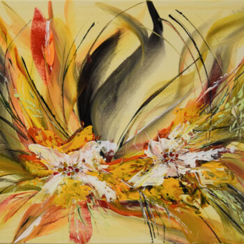 Painting titled "Fleurs des Îles" by Anne Marie Palaze, Original Artwork, Acrylic
