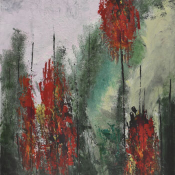 Peinture intitulée "Forêt Flamboyante II" par Anne Marie Palaze, Œuvre d'art originale, Acrylique