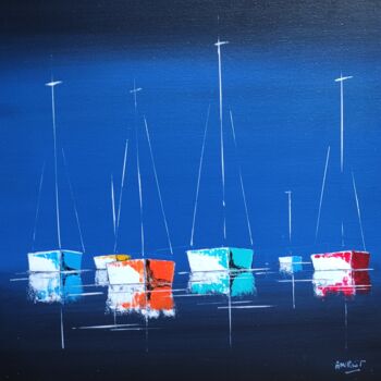 Painting titled "Inspiration marine 8" by Anne-Marie Picot, Original Artwork, Acrylic Mounted on Wood Stretcher frame