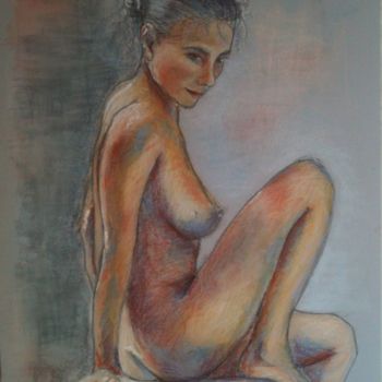 Drawing titled "Nu d'atelier" by Anne Marie Podrini, Original Artwork, Pastel