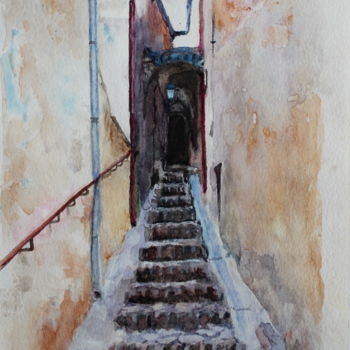Painting titled "Roussillon" by Anne-Marie Simard-Grasset, Original Artwork, Watercolor