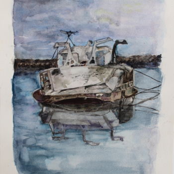 绘画 标题为“Quand les bateaux n…” 由Anne-Marie Simard-Grasset, 原创艺术品, 水彩