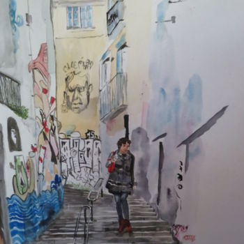 Pintura intitulada "rue.jpg" por Anne-Marie Simard-Grasset, Obras de arte originais