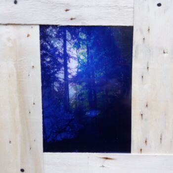 제목이 "Forêt bleue #1"인 콜라주 Anne Maury로, 원작, 2D 디지털 작업