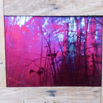 Colagens intitulada "Forêt rouge #1" por Anne Maury, Obras de arte originais, Trabalho Digital 2D