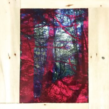 Collages titled "Forêt rouge #2" by Anne Maury, Original Artwork, 2D Digital Work