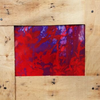 Colagens intitulada "Forêt rouge #4" por Anne Maury, Obras de arte originais, Trabalho Digital 2D
