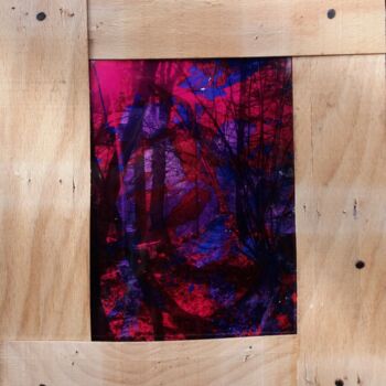 Collages intitulée "Forêt fushia mauve…" par Anne Maury, Œuvre d'art originale, Travail numérique 2D