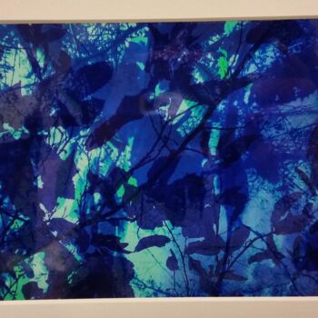 Painting titled "Ma forêt bleue #32" by Anne Maury, Original Artwork, Digital Photography Mounted on Wood Panel