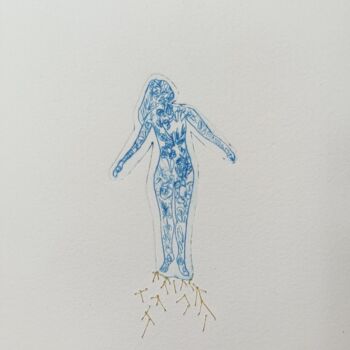 Obrazy i ryciny zatytułowany „Gravure Femme végét…” autorstwa Anne Maury, Oryginalna praca, Rytownictwo